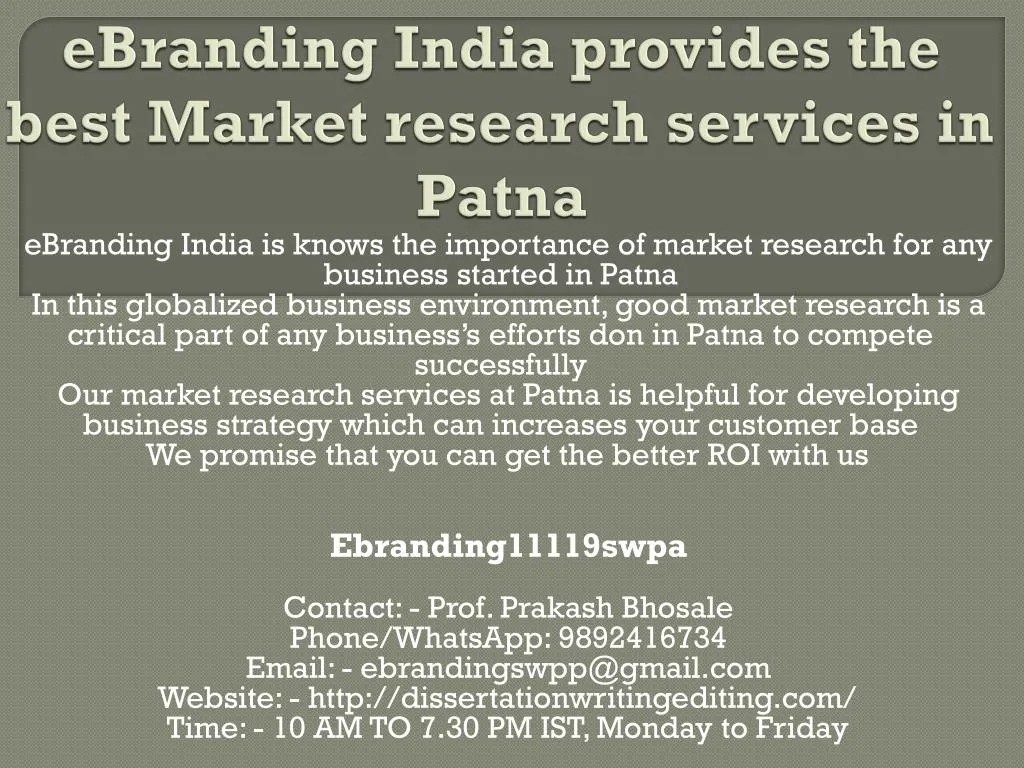ebranding india provides the best market research services in patna