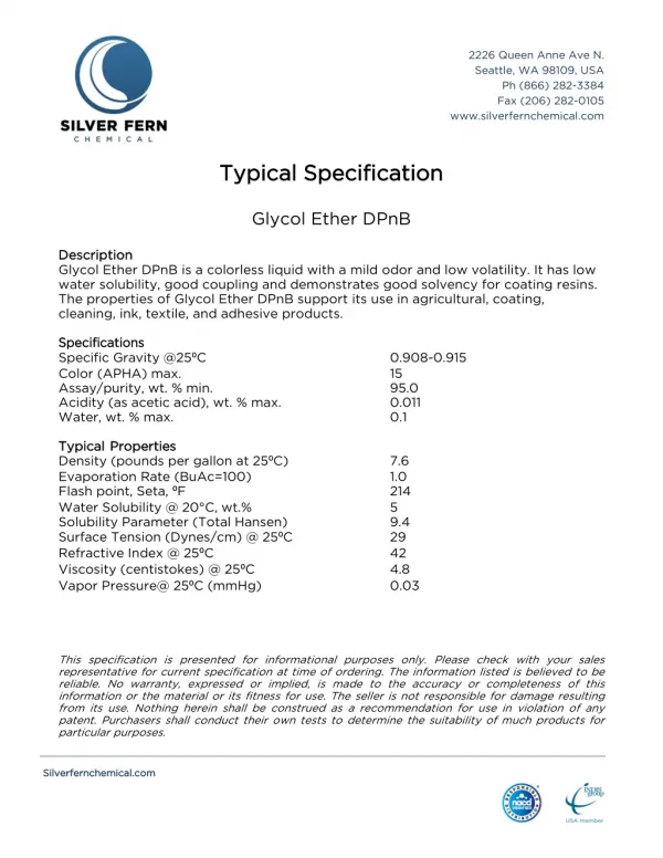 Specifications of Glycol Ether Chemical