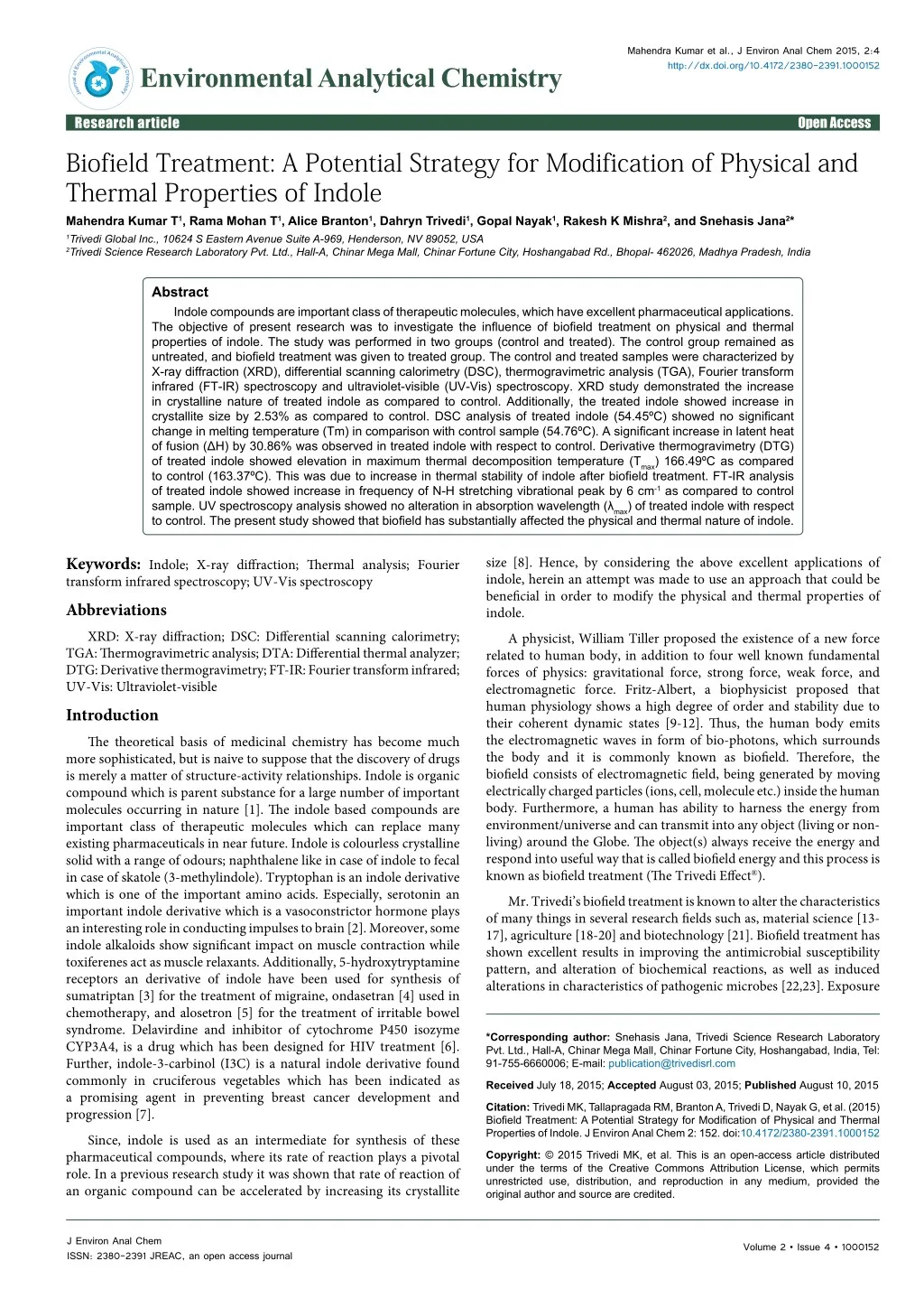 mahendra kumar et al j environ anal chem 2015