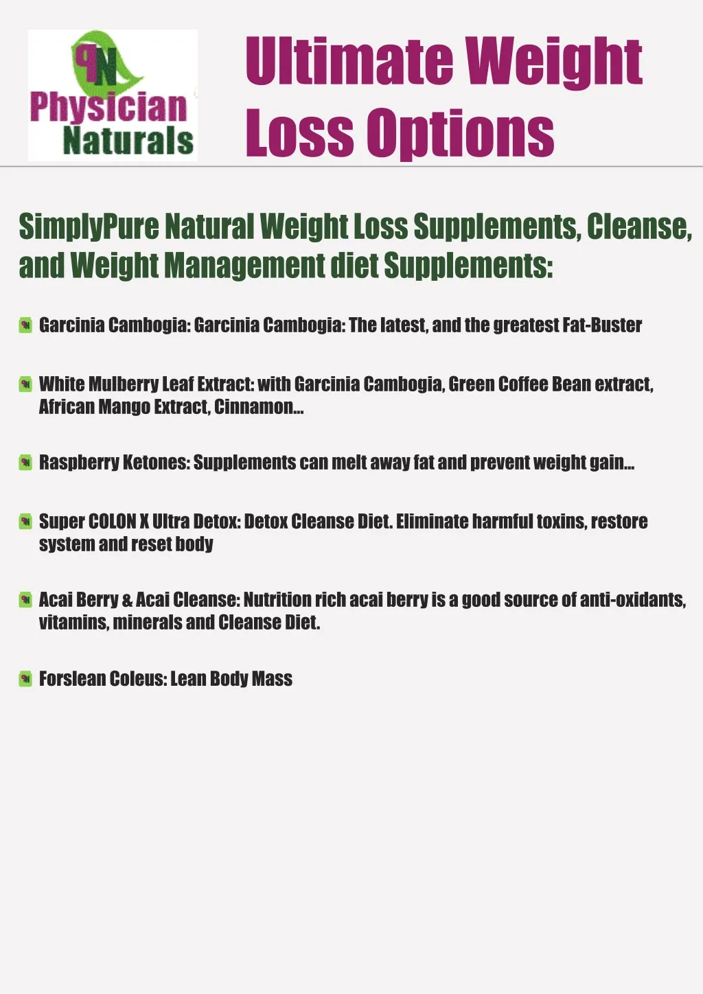 ultimate weight loss options