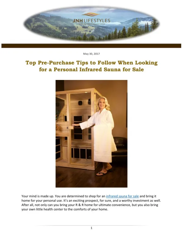 Top Pre-Purchase Tips to Follow When Looking for a Personal Infrared Sauna for Sale