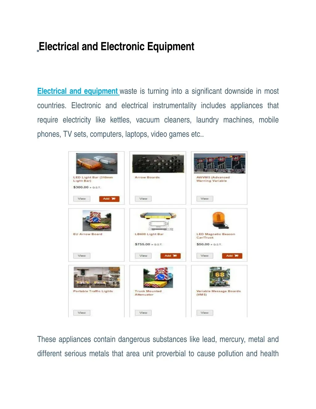 electrical and electronic equipment