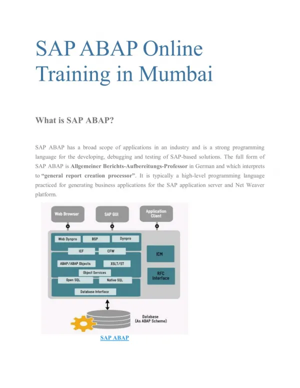 SAP ABAP Online Training in Mumbai