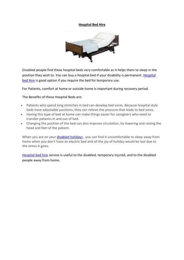 Hospital Bed Hire