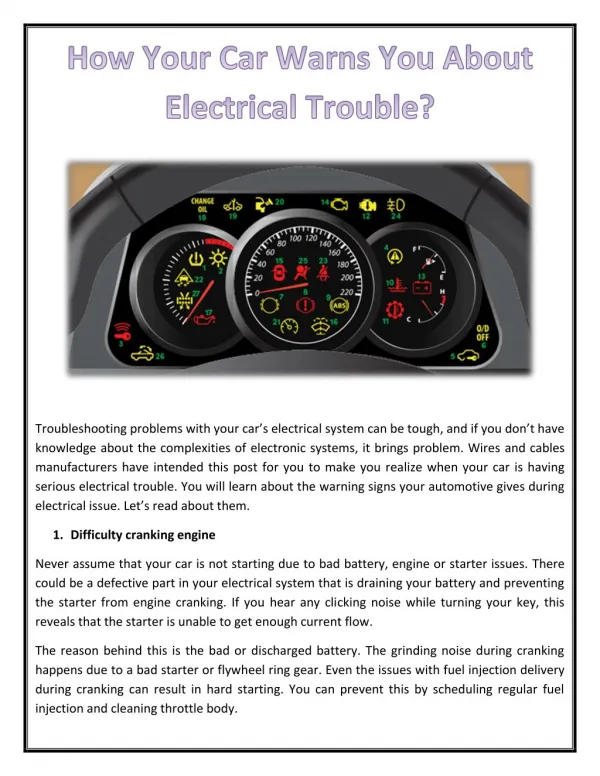 How Your Car Warns You About Electrical Trouble?
