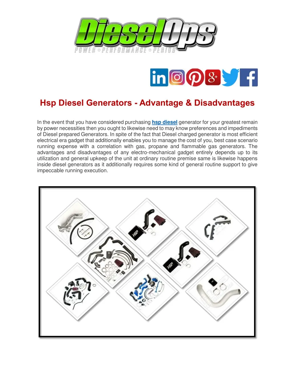 hsp diesel generators advantage disadvantages