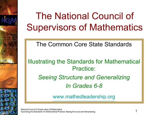 The National Council of Supervisors of Mathematics