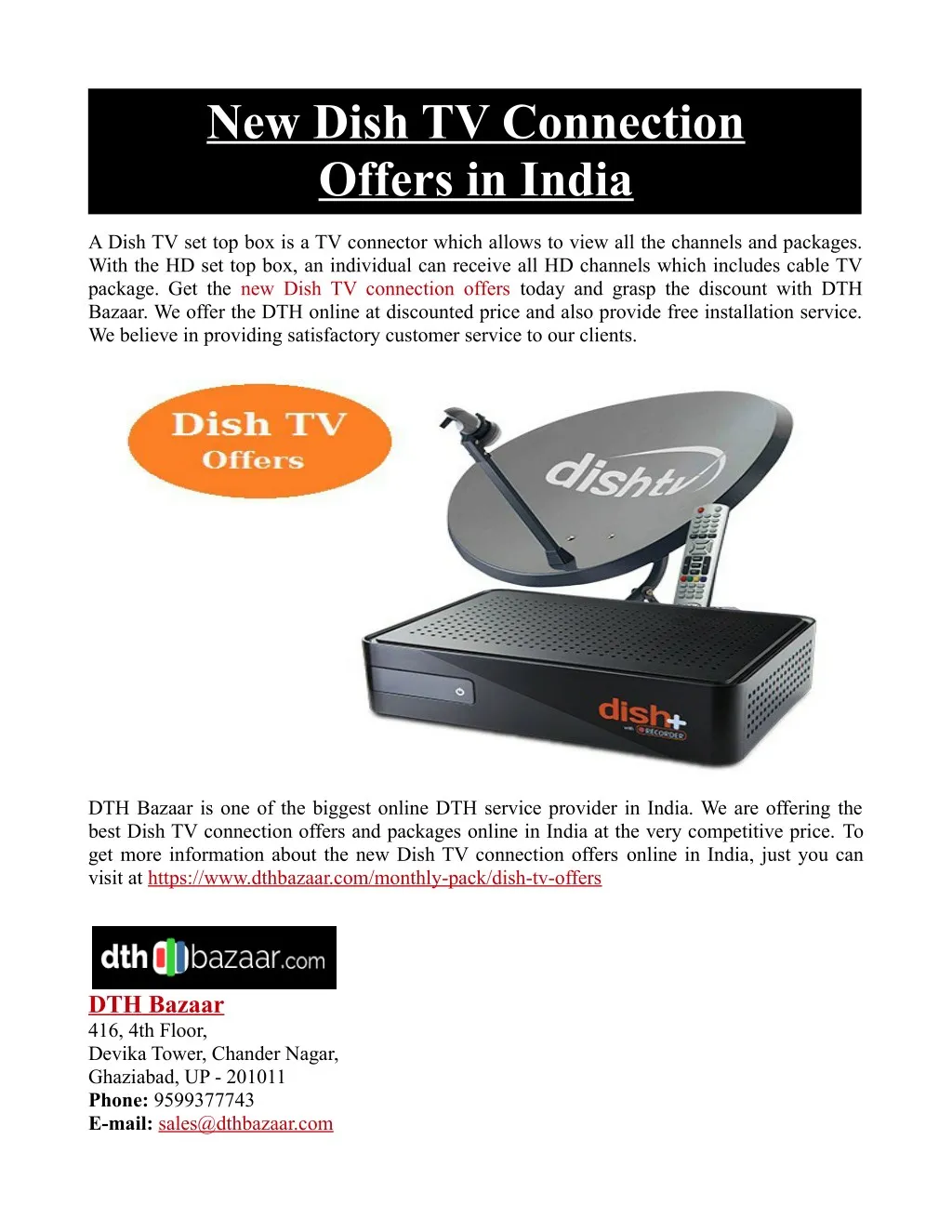 new dish tv connection offers in india