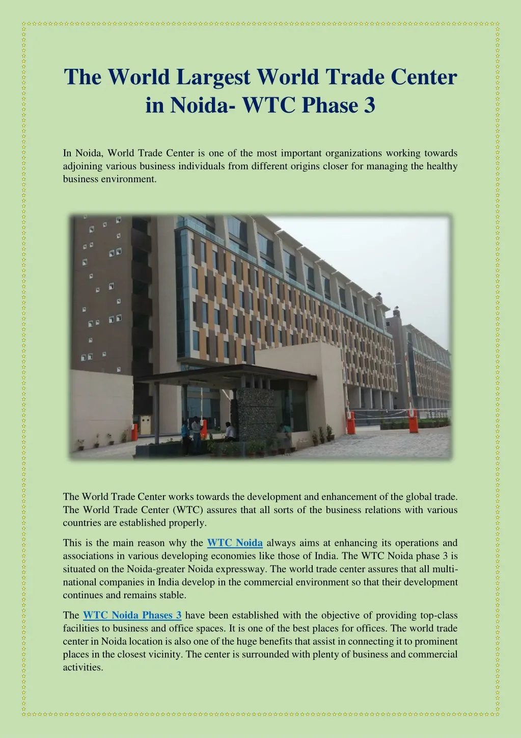 the world largest world trade center in noida
