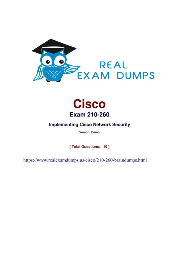 Prepare Cisco 210-260 Final Exam With Realexamdumps.us