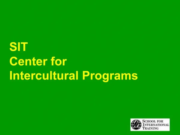 SIT Center for Intercultural Programs