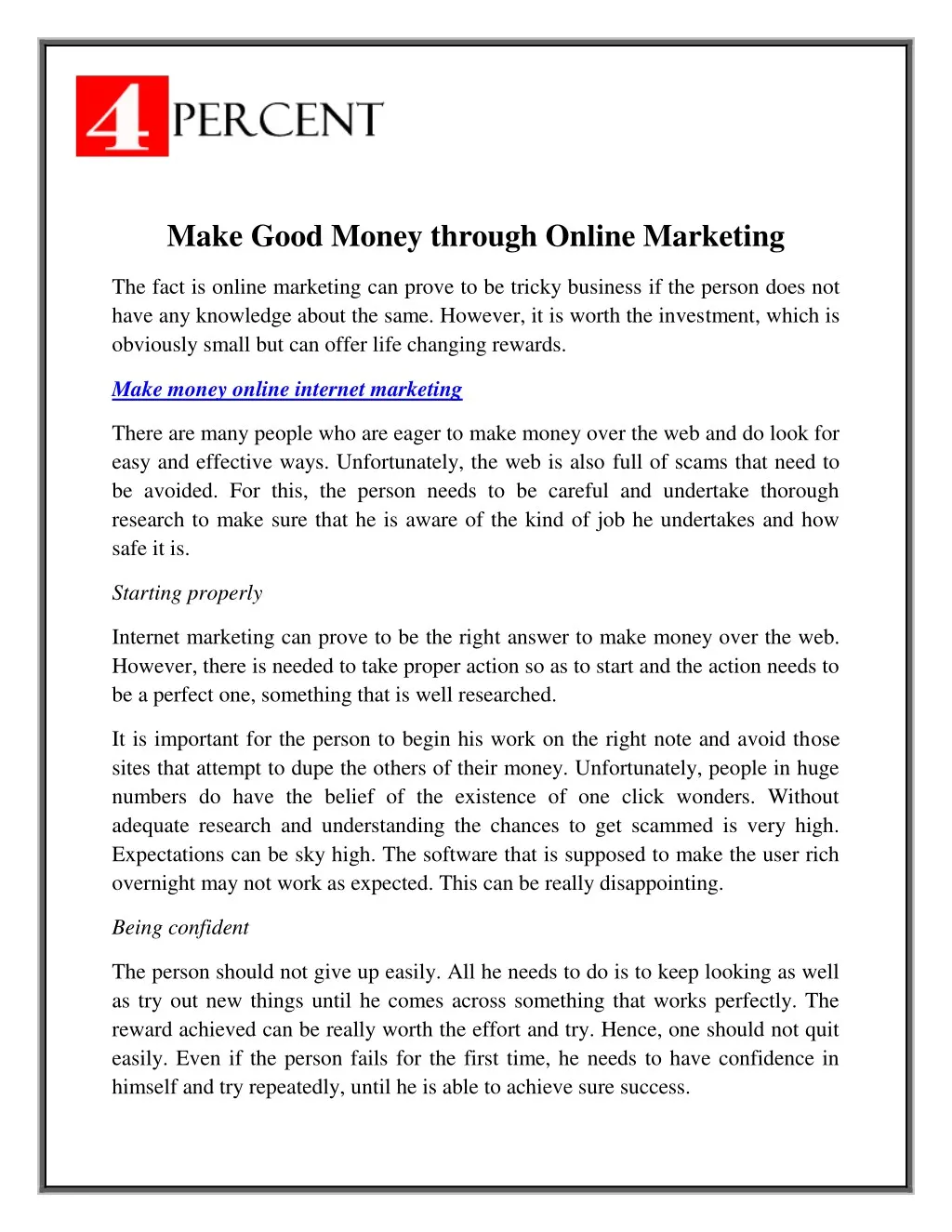 make good money through online marketing