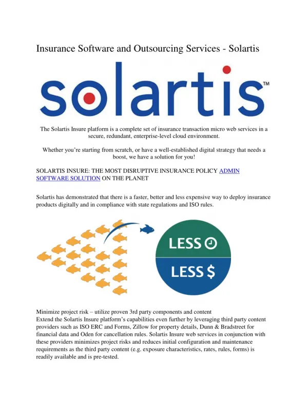 Insurance Software and Outsourcing Services - Solartis