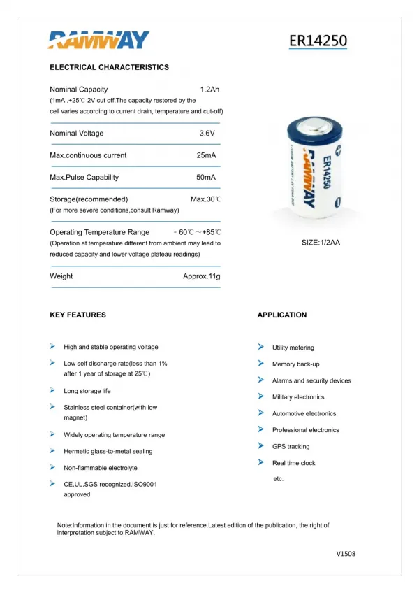 ER14250 Battery