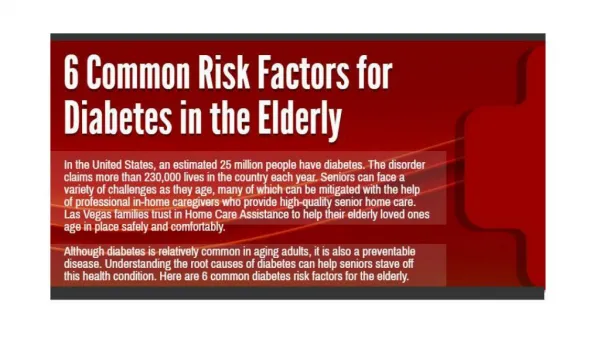 6 Common Risk Factors for Diabetes in the Elderly