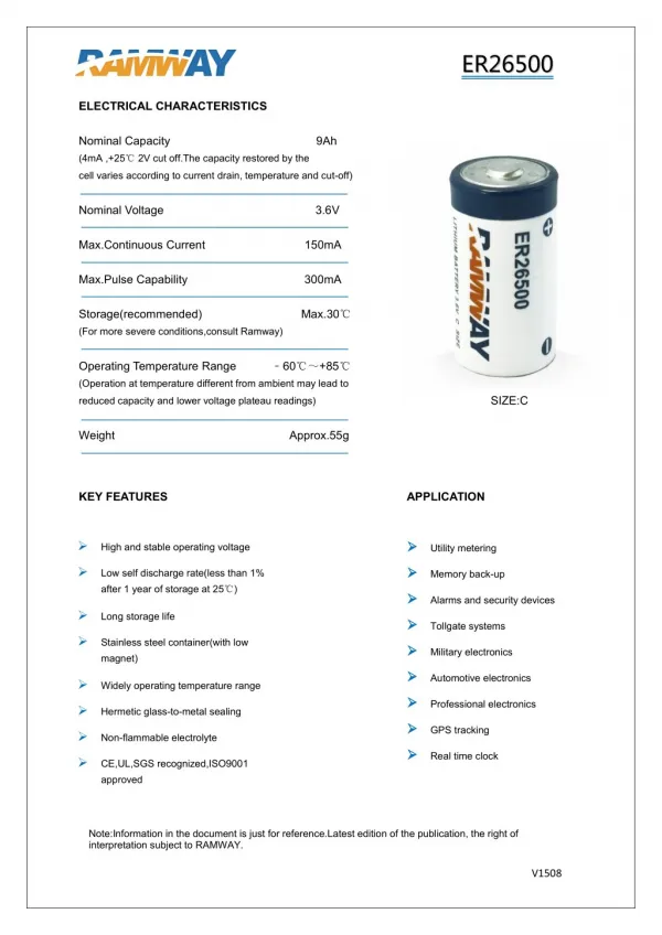 ER26500 Battery