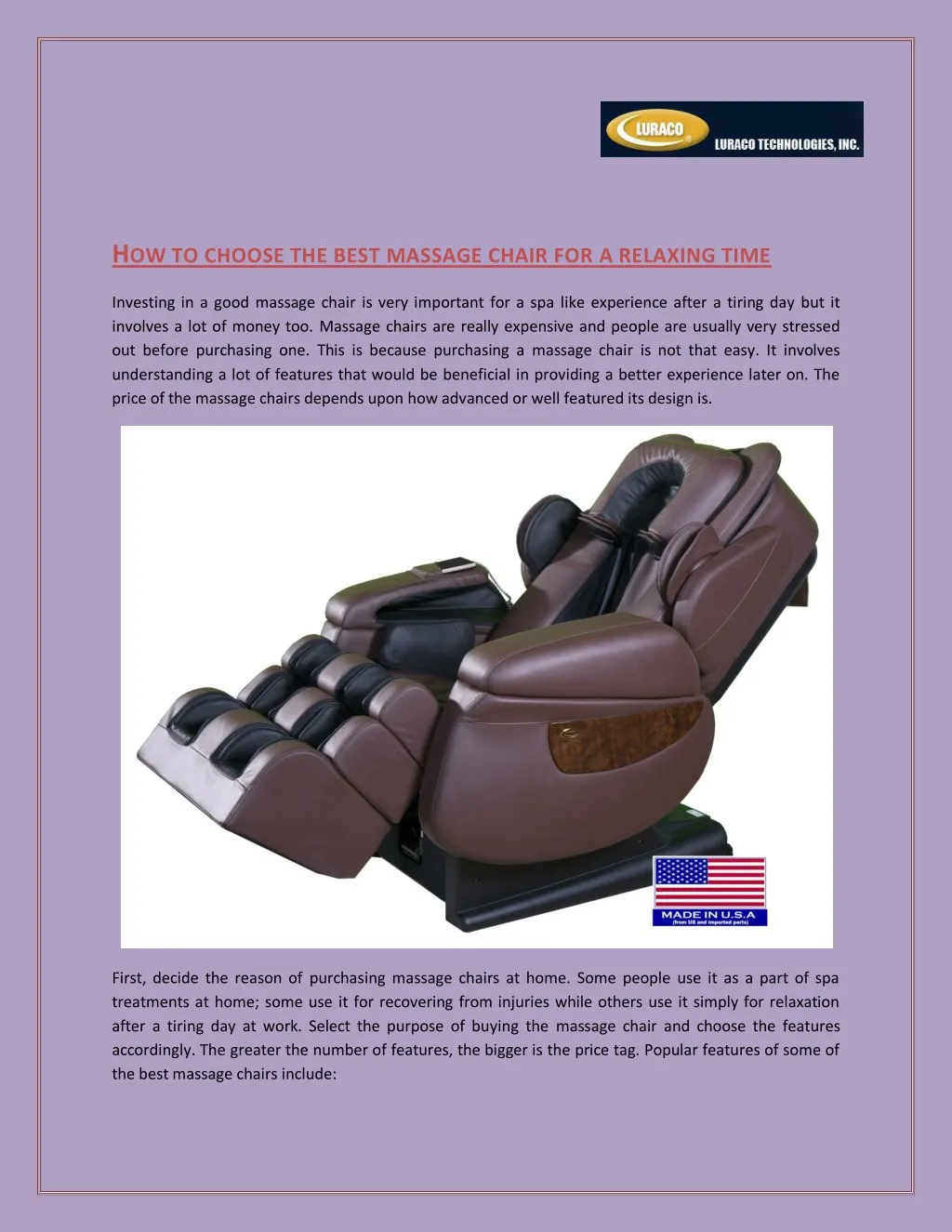 h ow to choose the best massage chair