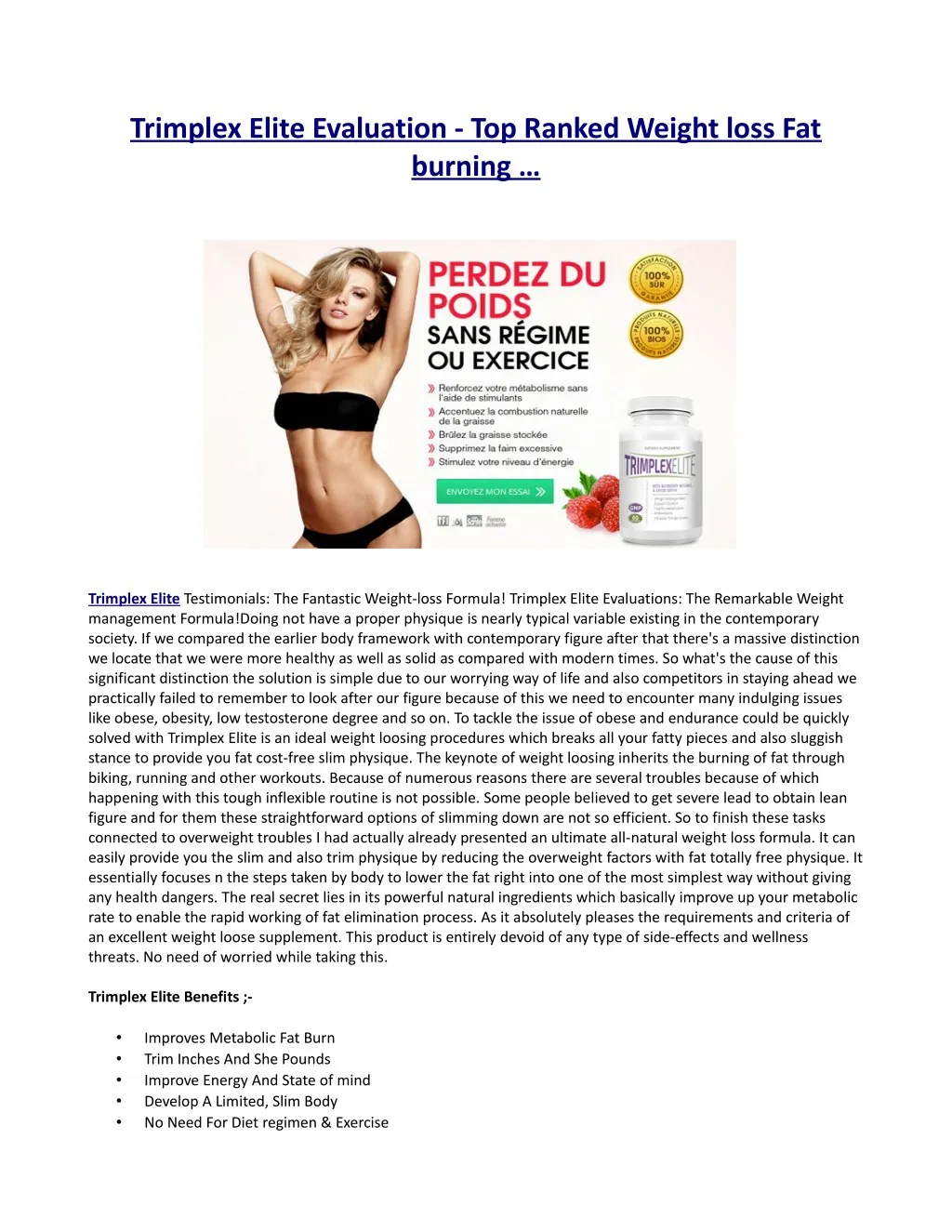 trimplex elite evaluation top ranked weight loss