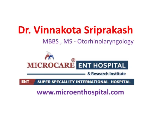 Dr Sriprakash Vinnakota's Profile | Experienced ENT Specialist in KPHB