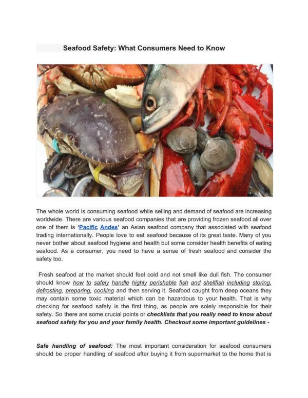 Do You Know What Is Seafood Safety.