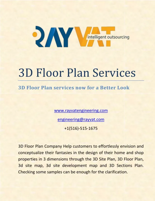 3D Floor Plan Services Now for a Better Look