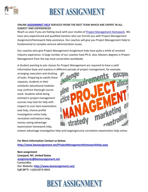 project management homework help