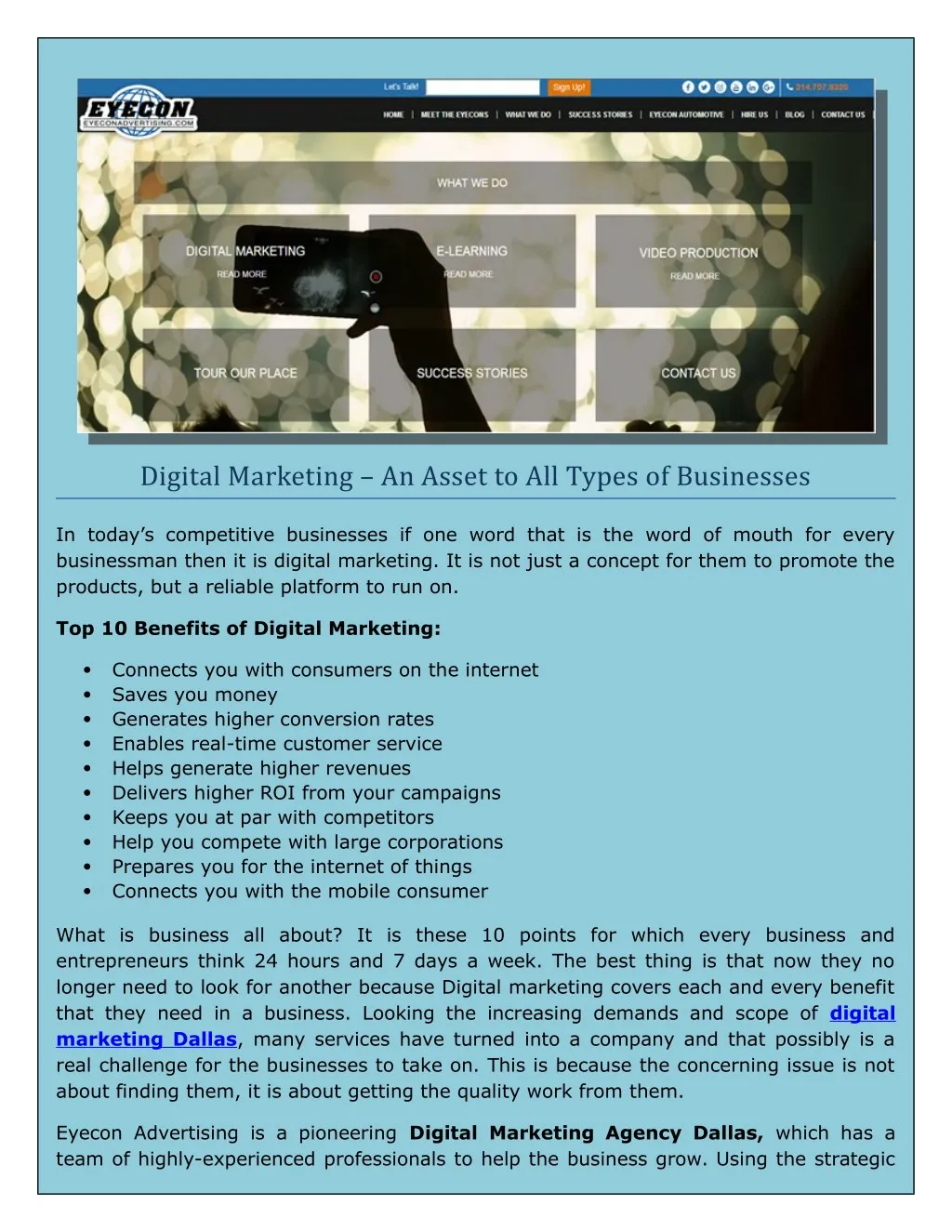 digital marketing an asset to all types
