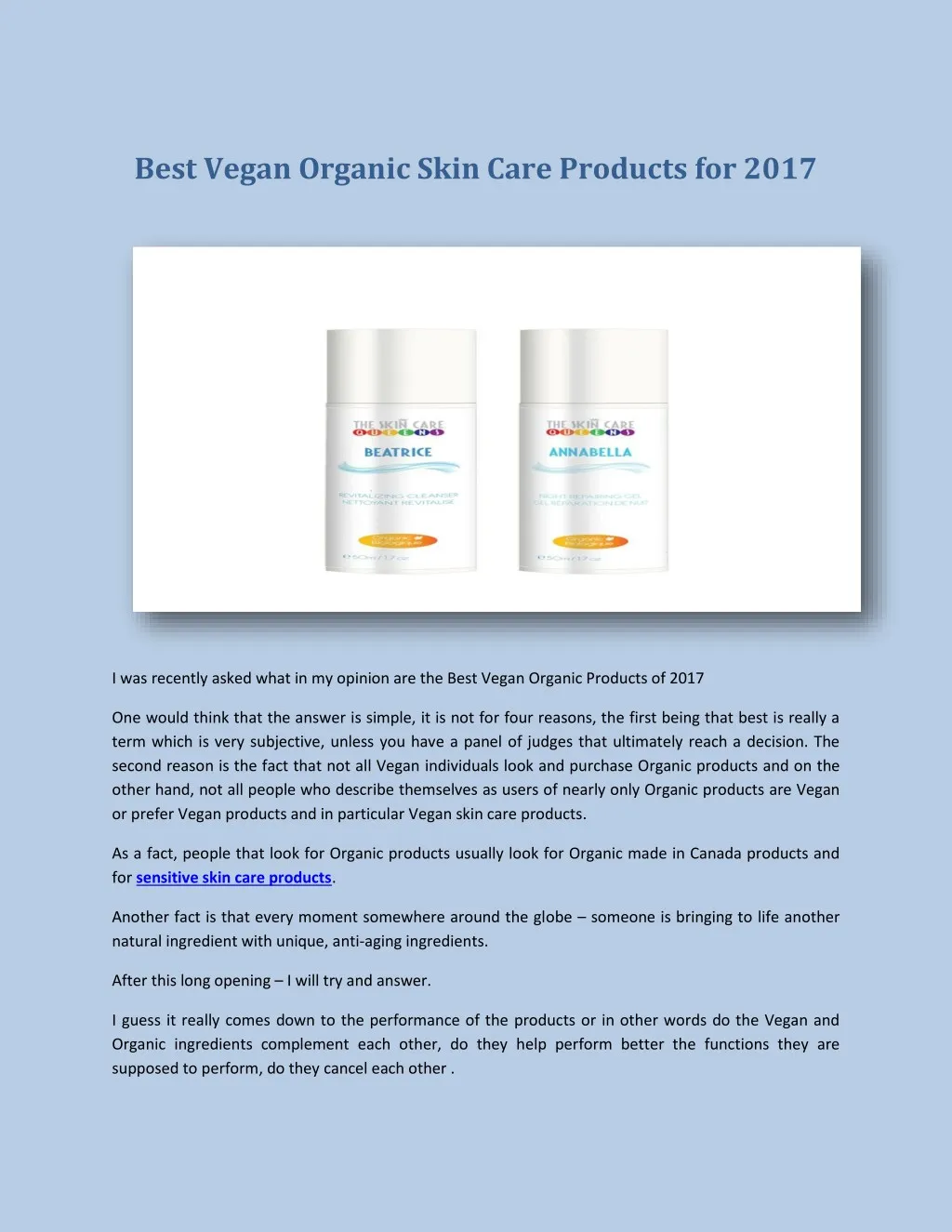 best vegan organic skin care products for 2017