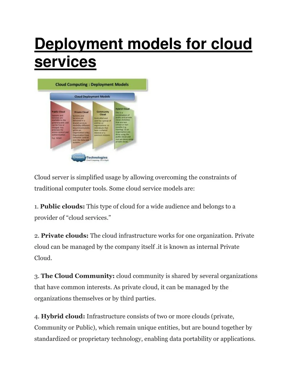 deployment models for cloud services