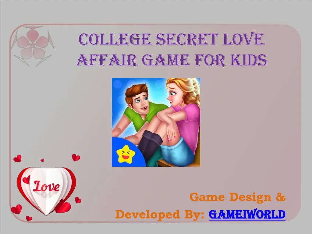 college secret love affair game for kids