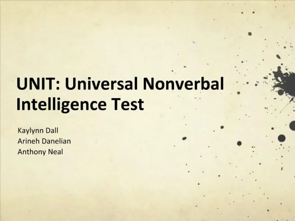 UNIT: Universal Nonverbal Intelligence Test