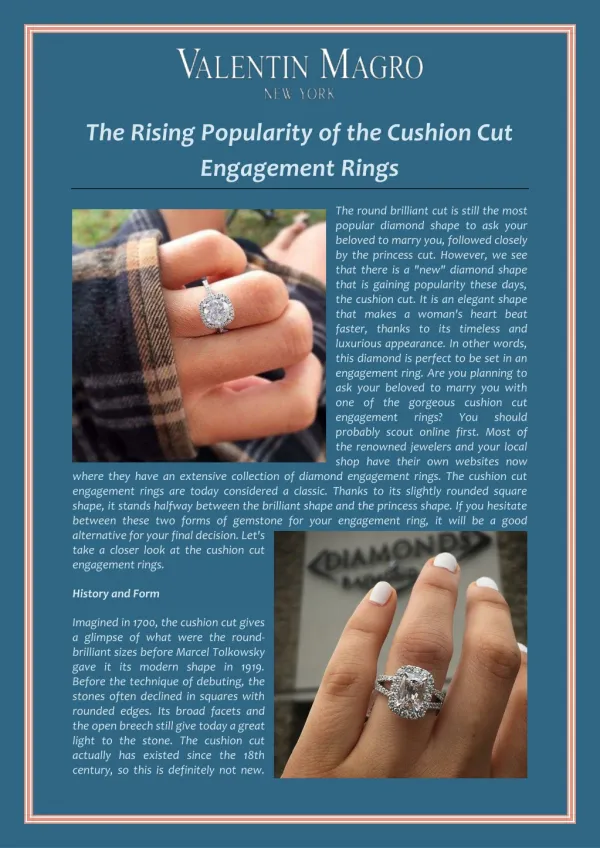 The Rising Popularity of the Cushion Cut Engagement Rings
