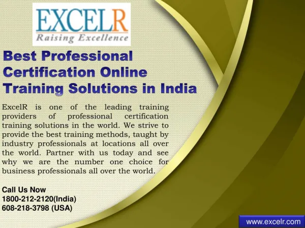 Best Professional Certification Online Training Solutions in India