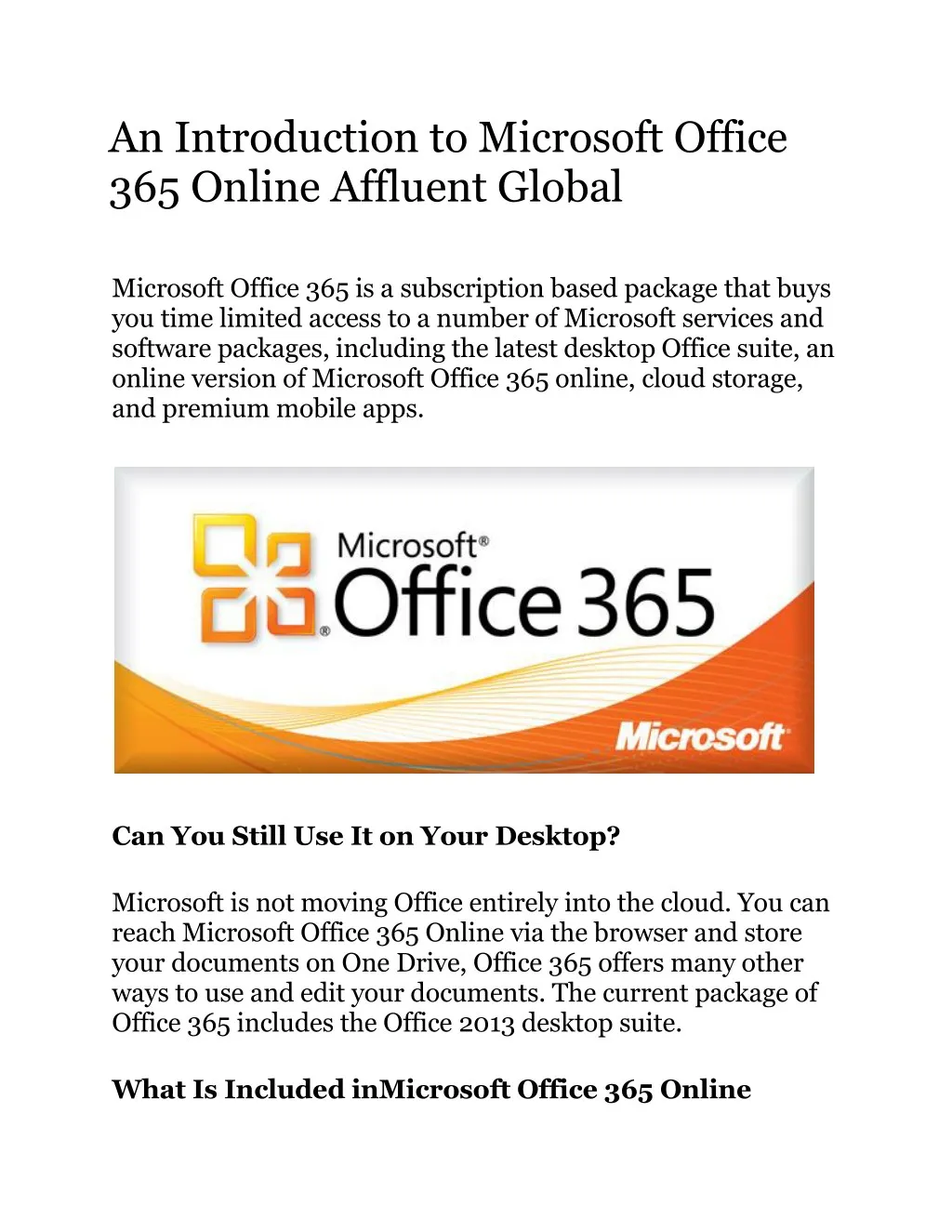 an introduction to microsoft office 365 online