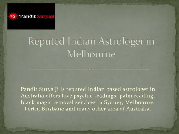 Reputed Indian Astrologer in Melbourne Australia