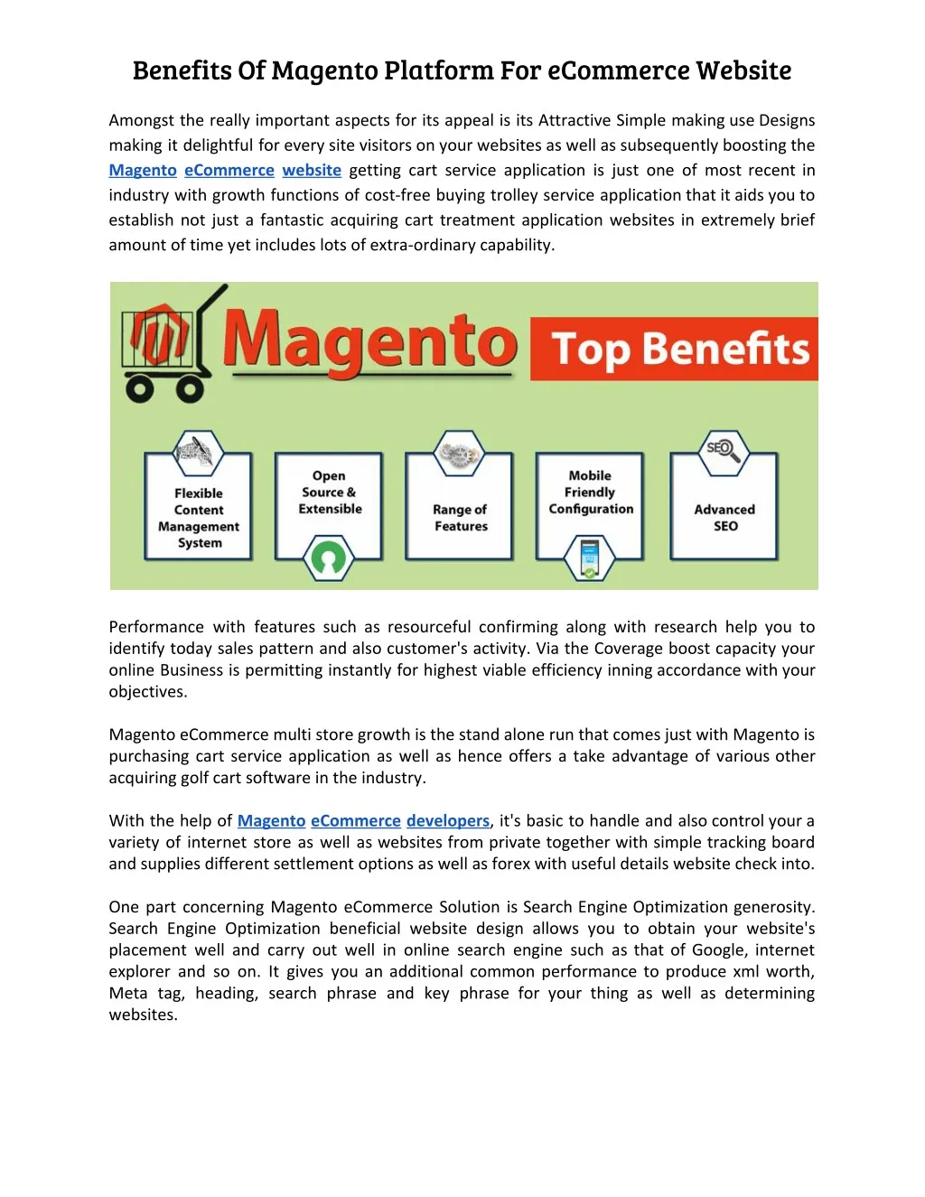 benefits of magento platform for ecommerce website