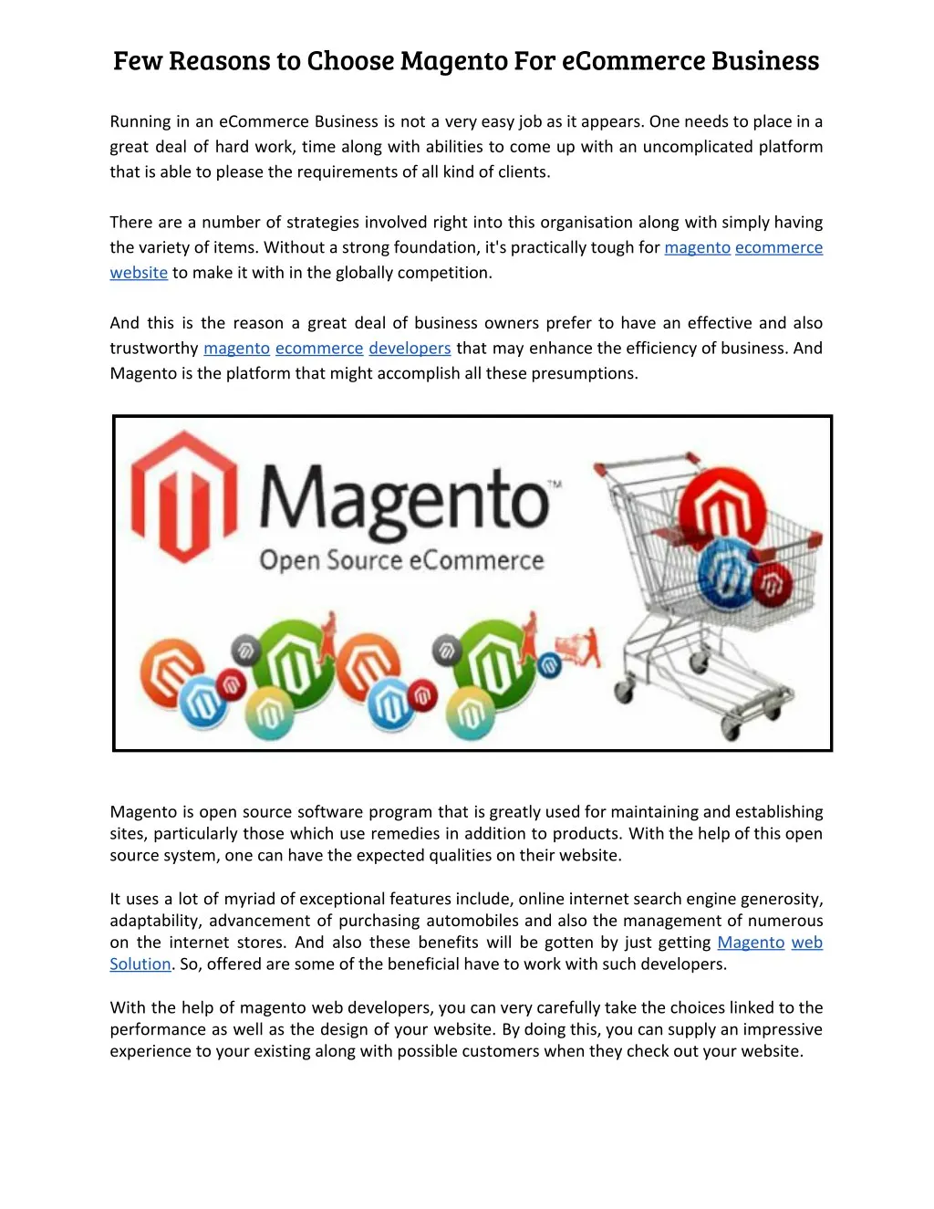 few reasons to choose magento for ecommerce