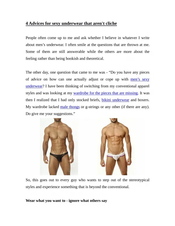 4 Advices for sexy underwear that aren't cliche
