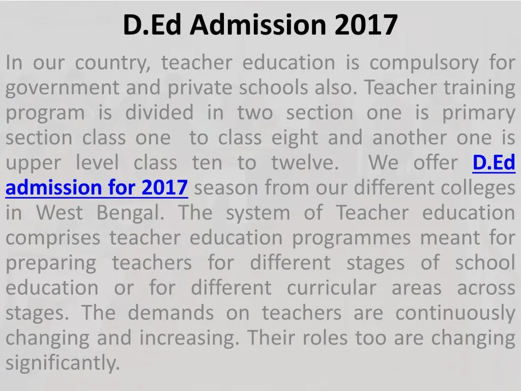 d ed admission 2017