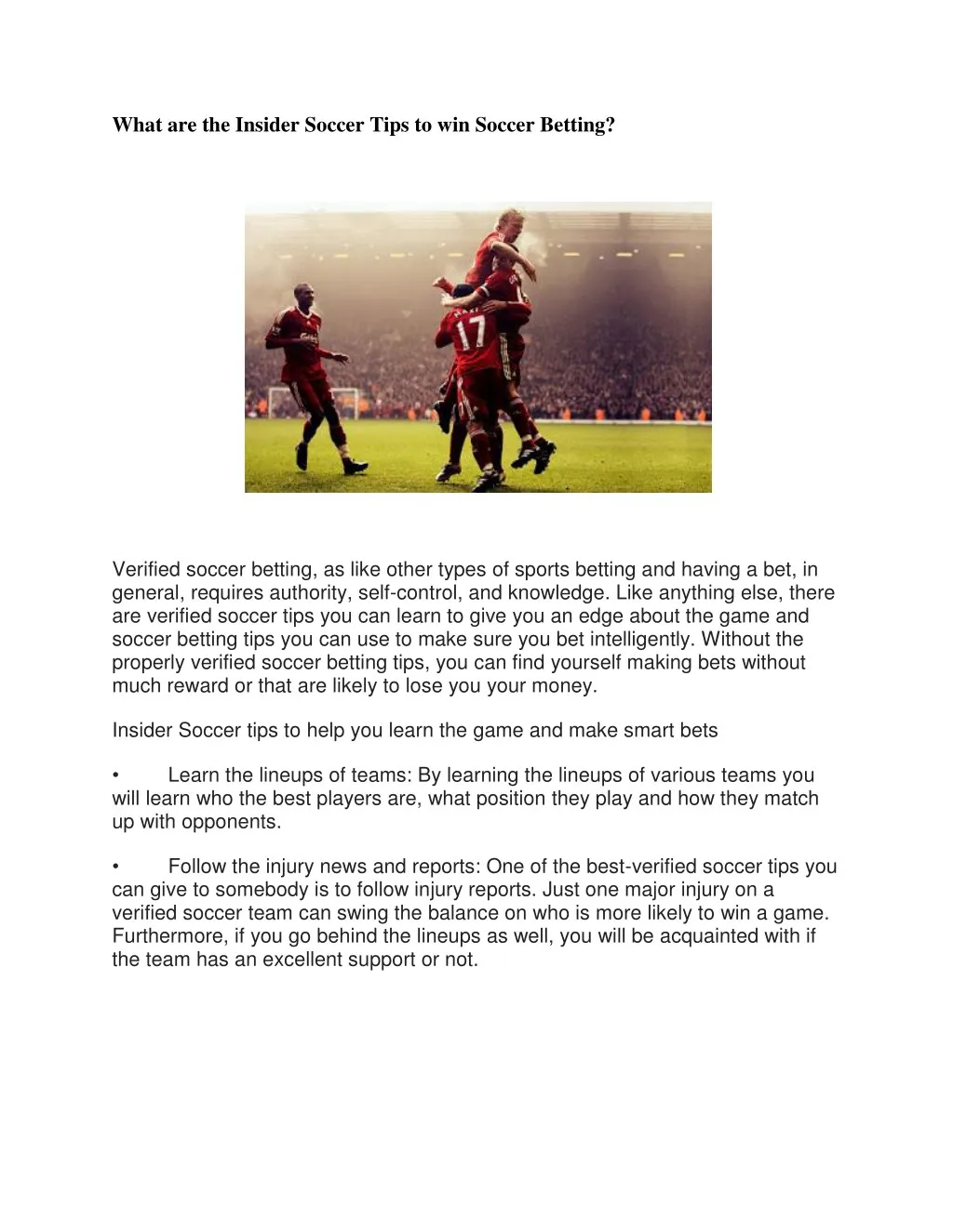 what are the insider soccer tips to win soccer