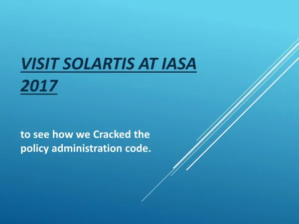 Visit Solartis at IASA 2017