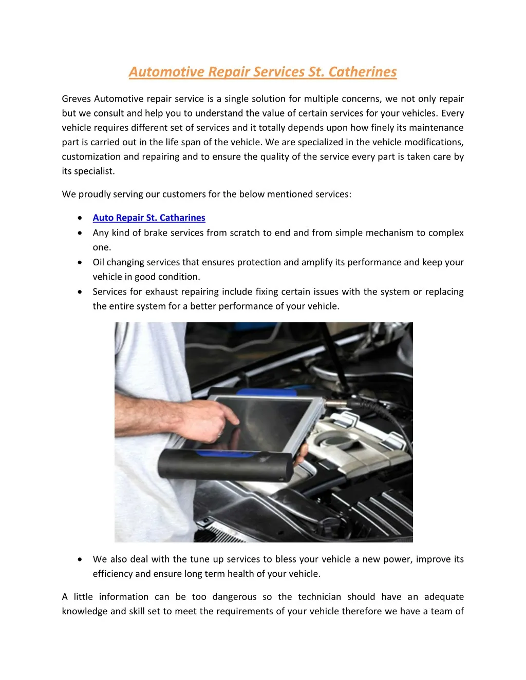 automotive repair services st catherines