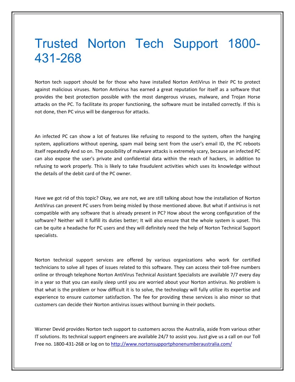 trusted norton tech support 1800 431 268