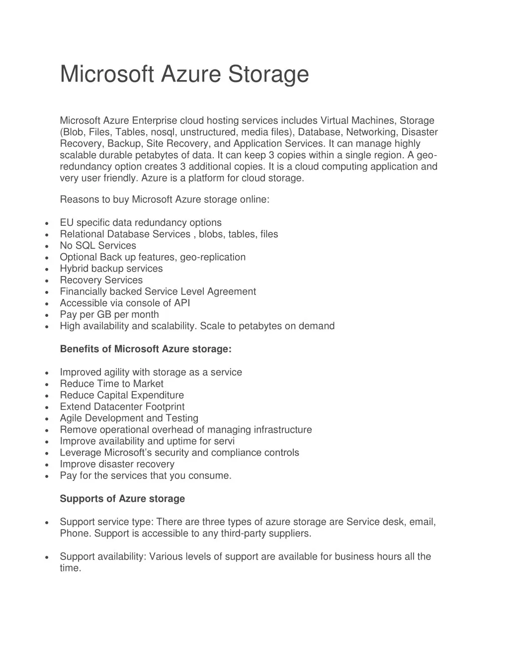 microsoft azure storage microsoft azure