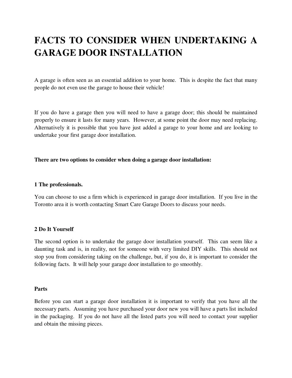facts to consider when undertaking a garage door