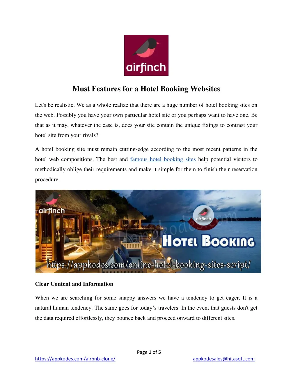must features for a hotel booking websites