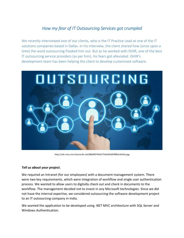 How my fear of IT Outsourcing Services got crumpled
