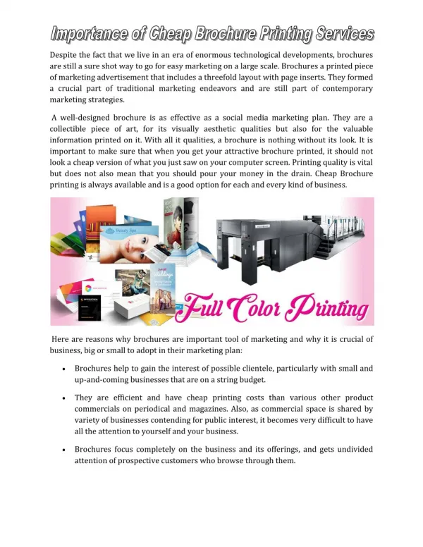Cheap Brochure Printing Services in Las Vegas