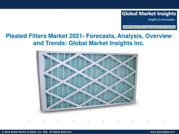 Pleated Filters Market growing at a CAGR of 6.5% from 2015 to 2022