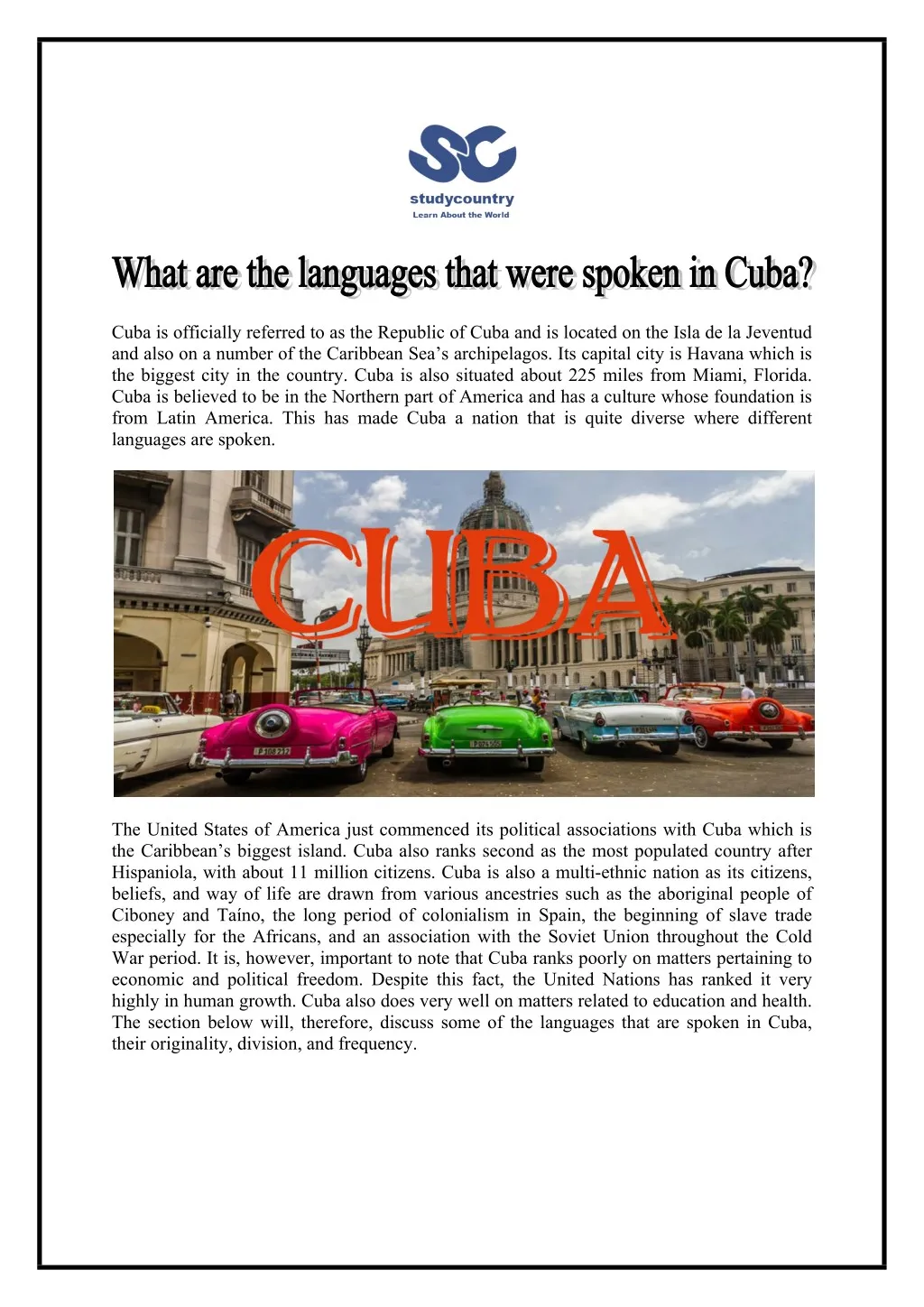 cuba is officially referred to as the republic